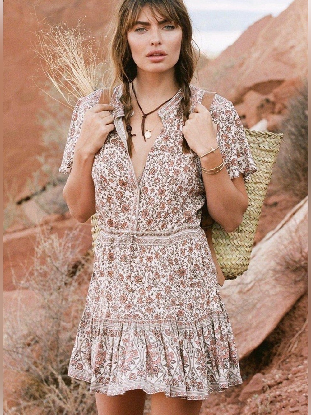 Spell & The Gypsy Collective Jasmine Flutter Sleeve Playdress Small - Picture 3 of 7